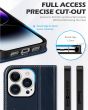 SHIELDON iPhone 15 Pro Genuine Leather Wallet Case, iPhone 15 Pro Phone Case - Retro Dark Blue