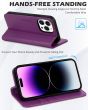 SHIELDON iPhone 15 Pro Genuine Leather Wallet Case, iPhone 15 Pro Phone Case with Card Holder - Purple