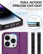 SHIELDON iPhone 15 Pro Genuine Leather Wallet Case, iPhone 15 Pro Phone Case with Card Holder - Purple
