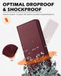 SHIELDON SAMSUNG Galaxy S23FE Wallet Case, SAMSUNG S23FE Leather Cover Flip Folio Book Case - Wine Red