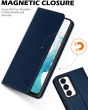 SHIELDON SAMSUNG Galaxy A54 Wallet Case, SAMSUNG A54 Genuine Leather Case RFID Blocking Card Holder Magnetic Closure Kickstand Protective Book Flip Folio Cover - Navy Blue