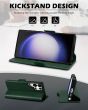 SHIELDON SAMSUNG Galaxy S23 Ultra Wallet Case, SAMSUNG S23 Ultra Leather Cover Flip Folio Book Case - Midnight Green