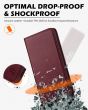 SHIELDON SAMSUNG Galaxy S24 Genuine Leather Wallet Case, SAMSUNG S24 Flip Case Folio Book Magnet Cover - Wine Red