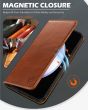 SHIELDON SAMSUNG Galaxy S24 Genuine Leather Wallet Case, SAMSUNG S24 Flip Case Folio Book Magnet Cover - Retro Brown