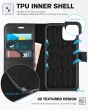 TUCCH iPhone 12 Wallet Case, iPhone 12 Pro Case, iPhone 12 / Pro 6.1-inch Flip Case - Black & Light Blue
