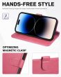 TUCCH iPhone 15 Wallet Case, iPhone 15 PU Leather Case-Hot Pink
