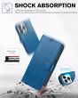 TUCCH iPhone 15 Pro Leather Wallet Case, iPhone 15 Pro Flip Cover - Retro Blue
