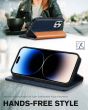 TUCCH iPhone 15 Pro Wallet Case, iPhone 15 Pro Shockproof Case with Front Cover - Dark Blue&Brown