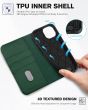 TUCCH iPhone 15 Pro Wallet Case, iPhone 15 Pro Magnet Case - Midnight Green