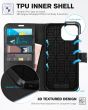 TUCCH iPhone 15 Pro Max Leather Wallet Case, iPhone 15 Pro Max Flip Phone Case - Black & Light Blue