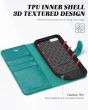 TUCCH iPhone 11 Wallet Case with Magnetic, iPhone 11 Leather Case - Cyan - Full Grain