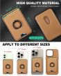 TUCCH PU Leather Magnetic Card Holder with RFID Blocking and Finger Grip Metal Ring Stand for iPhone 12 iPhone 13 iPhone 14 iPhone 15 and Magsafe Compatible Phone Case - Brown