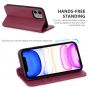SHIELDON iPhone 11 Wallet Case, Genuine Leather, RFID Blocking, Magnetic Closure - Red Violet