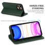 SHIELDON iPhone 11 Pro Max Wallet Case, Genuine Leather, Kick-stand, Magnetic Closure with Auto Sleep/Wake Function - Midnight Green