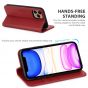 SHIELDON iPhone 11 Pro Max Wallet Case, Genuine Leather, Kick-stand, Magnetic Closure with Auto Sleep/Wake Function - Dark Red
