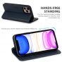 SHIELDON iPhone 11 Pro Max Wallet Case, Genuine Leather, Kick-stand, Magnetic Closure with Auto Sleep/Wake Function - Navy Blue