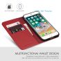 SHIELDON iPhone 8 Plus Wallet Case - iPhone 7 Plus Genuine Leather Kickstand Case - Dark Red