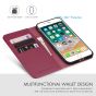 SHIELDON iPhone 8 Plus Wallet Case - iPhone 7 Plus Genuine Leather Kickstand Case - Red Violet