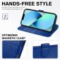 TUCCH iPhone 13 Wallet Case, iPhone 13 PU Leather Case, Folio Flip Cover with RFID Blocking, Credit Card Slots, Magnetic Clasp Closure - Klein Blue - Full Grain