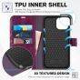 TUCCH iPhone 13 Wallet Case, iPhone 13 PU Leather Case, Folio Flip Cover with RFID Blocking, Credit Card Slots, Magnetic Clasp Closure - Plum Purple