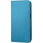 SHIELDON iPhone 15 Genuine Leather Wallet Case, iPhone 15 Flip Case - Full Grain Light Blue