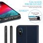 SHIELDON iPhone XS Leather Case, iPhone X / XS Wallet Case, Auto Sleep/Wake Up, RFID, Magnetic Closure, Kickstand - Navy Blue