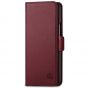SHIELDON SAMSUNG Galaxy Z Fold3 Wallet Case, Genuine Leather Cases with S Pen Holder, Shockproof RFID Blocking Kickstand Book Style Dual Magnetic Tab Closure Cover - Wine Red