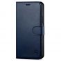 SHIELDON iPhone 13 Mini Genuine Leather Case, iPhone 13 Mini Wallet Cover with Magnetic Clasp Closure - Navy Blue