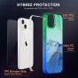 SHIELDON iPhone 13 Clear Case Anti-Yellowing, Transparent Thin Slim Anti-Scratch Shockproof PC+TPU Case with Tempered Glass Screen Protector for iPhone 13 - Marble Blue