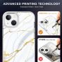 SHIELDON iPhone 13 Clear Case Anti-Yellowing, Transparent Thin Slim Anti-Scratch Shockproof PC+TPU Case with Tempered Glass Screen Protector for iPhone 13 - Marble White