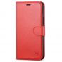SHIELDON iPhone 13 Wallet Case, iPhone 13 Genuine Leather Cover Book Folio Flip Kickstand Case with Magnetic Clasp - Red