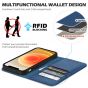 SHIELDON iPhone 13 Wallet Case, iPhone 13 Genuine Leather Cover with RFID Blocking, Book Folio Flip Kickstand Magnetic Closure - Navy Blue
