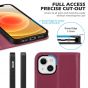 SHIELDON iPhone 13 Wallet Case, iPhone 13 Genuine Leather Cover with RFID Blocking, Book Folio Flip Kickstand Magnetic Closure - Red Violet