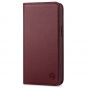 SHIELDON iPhone 13 Pro Max Wallet Case, iPhone 13 Pro Max Genuine Leather Cover - Wine Red