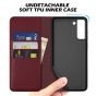 SHIELDON SAMSUNG S21 Wallet Case - SAMSUNG GALAXY S21 6.2-inch Folio Leather Case - Wine Red