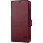 SHIELDON SAMSUNG S21 Ultra Wallet Case - SAMSUNG Galaxy S21 Ultra 6.8-inch Folio Leather Case with Double Magnetic Tab Closure - Wine Red