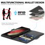 SHIELDON SAMSUNG S22 Ultra Wallet Case - SAMSUNG Galaxy S22 Ultra 5G Genuine Leather Case Folio Cover with Double Magnetic Tab Closure - Black
