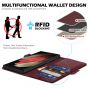 SHIELDON SAMSUNG Galaxy S23 Ultra Wallet Case, SAMSUNG S23 Ultra Leather Cover Flip Folio Book Case - Wine Red