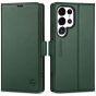 SHIELDON SAMSUNG Galaxy S24 Ultra Wallet Case, SAMSUNG S24 Ultra Leather Cover Flip Folio Book Case - Midnight Green