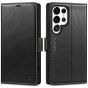 SHIELDON SAMSUNG Galaxy S24 Ultra Wallet Case, SAMSUNG S24 Ultra Leather Cover Flip Folio Book Case - Black - Retro