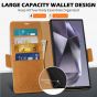 SHIELDON SAMSUNG Galaxy S24 Ultra Wallet Case, SAMSUNG S24 Ultra Leather Cover Flip Folio Book Case - Retro Light Brown