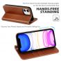 SHIELDON iPhone 11 Wallet Case, Genuine Leather, RFID Blocking, Magnetic Closure - Brown - Retro