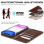 SHIELDON iPhone 11 Wallet Case, Genuine Leather, RFID Blocking, Magnetic Closure - Coffee - Retro