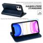 SHIELDON iPhone 11 Wallet Case, Genuine Leather, RFID Blocking, Magnetic Closure - Dark Blue - Retro