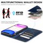 SHIELDON iPhone 11 Wallet Case, Genuine Leather, RFID Blocking, Magnetic Closure - Dark Blue - Retro