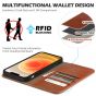 SHIELDON iPhone 13 Pro Wallet Case, iPhone 13 Pro Genuine Leather Cover with Magnetic Closure - Brown - Retro