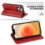 SHIELDON iPhone 13 Pro Wallet Case, iPhone 13 Pro Genuine Leather Cover with Magnetic Closure - Red - Retro