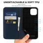 SHIELDON iPhone 14 Wallet Case, iPhone 14 Genuine Leather Cover with RFID Blocking, Book Folio Flip Kickstand Magnetic Closure - Navy Blue