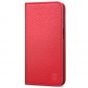 SHIELDON iPhone 14 Wallet Case, iPhone 14 Genuine Leather Cover with RFID Blocking, Book Folio Flip Kickstand Magnetic Closure - Red - Litchi Pattern