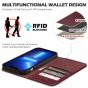 SHIELDON iPhone 14 Wallet Case, iPhone 14 Genuine Leather Cover with RFID Blocking, Book Folio Flip Kickstand Magnetic Closure - Wine Red